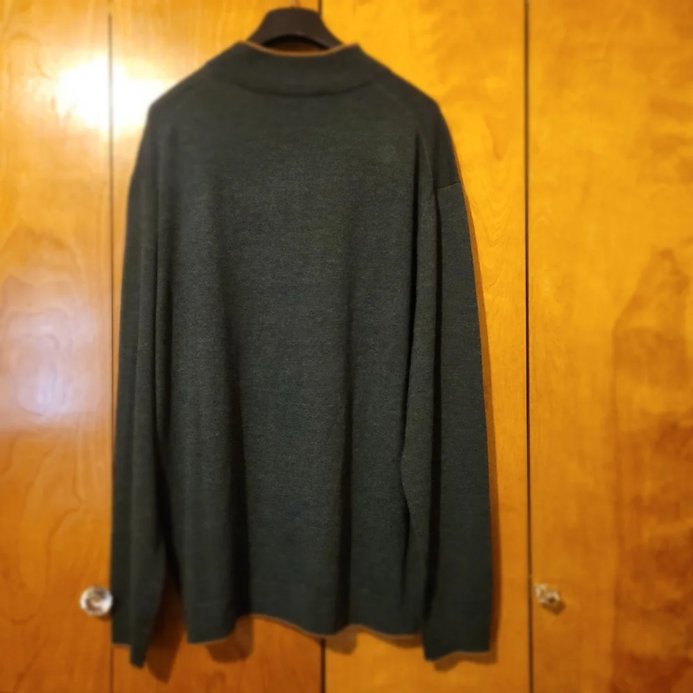 Hart Schaffner Marx Men Etra Fine Merino Wool 1/2 Zip Sweater Sweater Green 2XB
